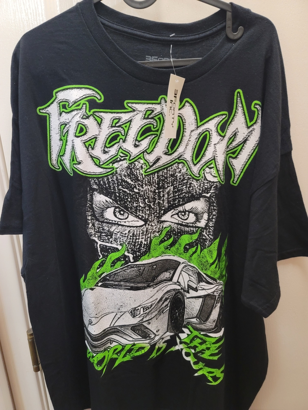 Freedom Graphic Tee - Black with Neon Green Detail NWT / 2XL